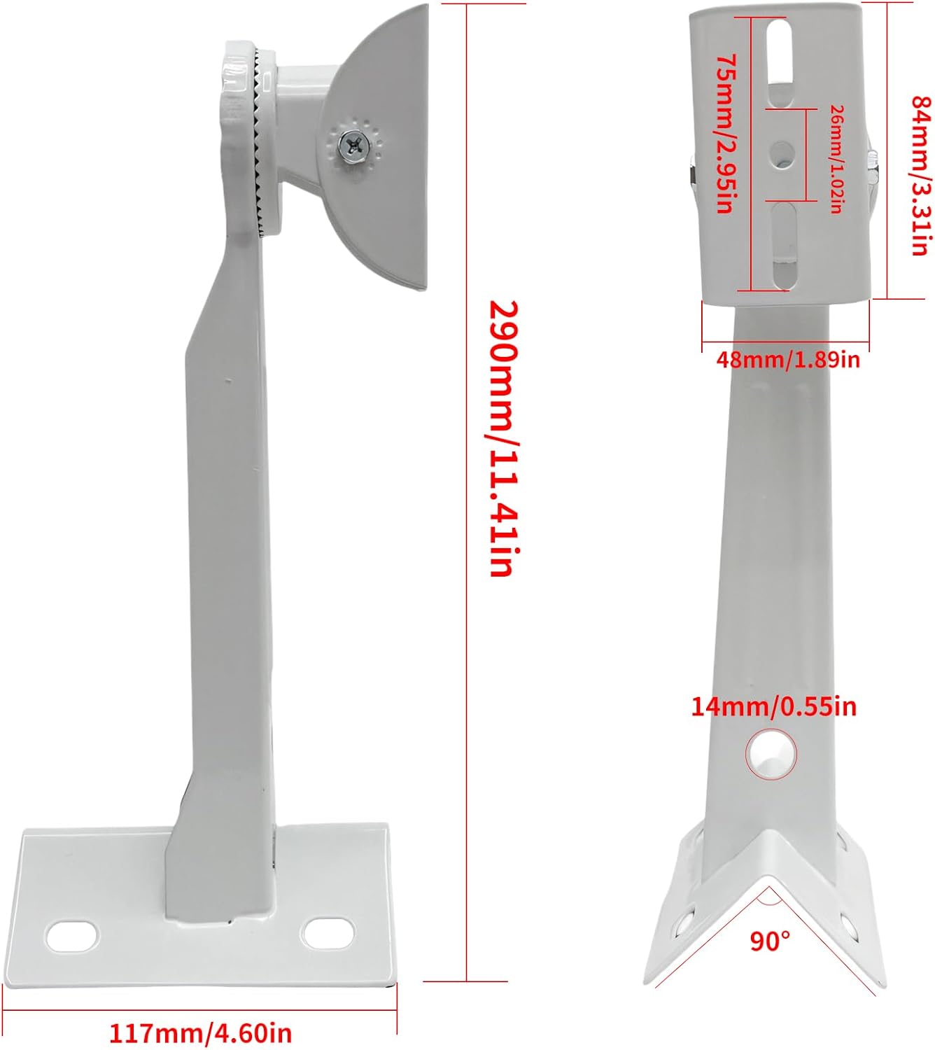 L-Shape Dome Camera Bracket, Wall Ceiling Mount for Security Dome Cameras, Wall Mount,Corner (Vertical Pole Bracket+Hoop 7.8 in )