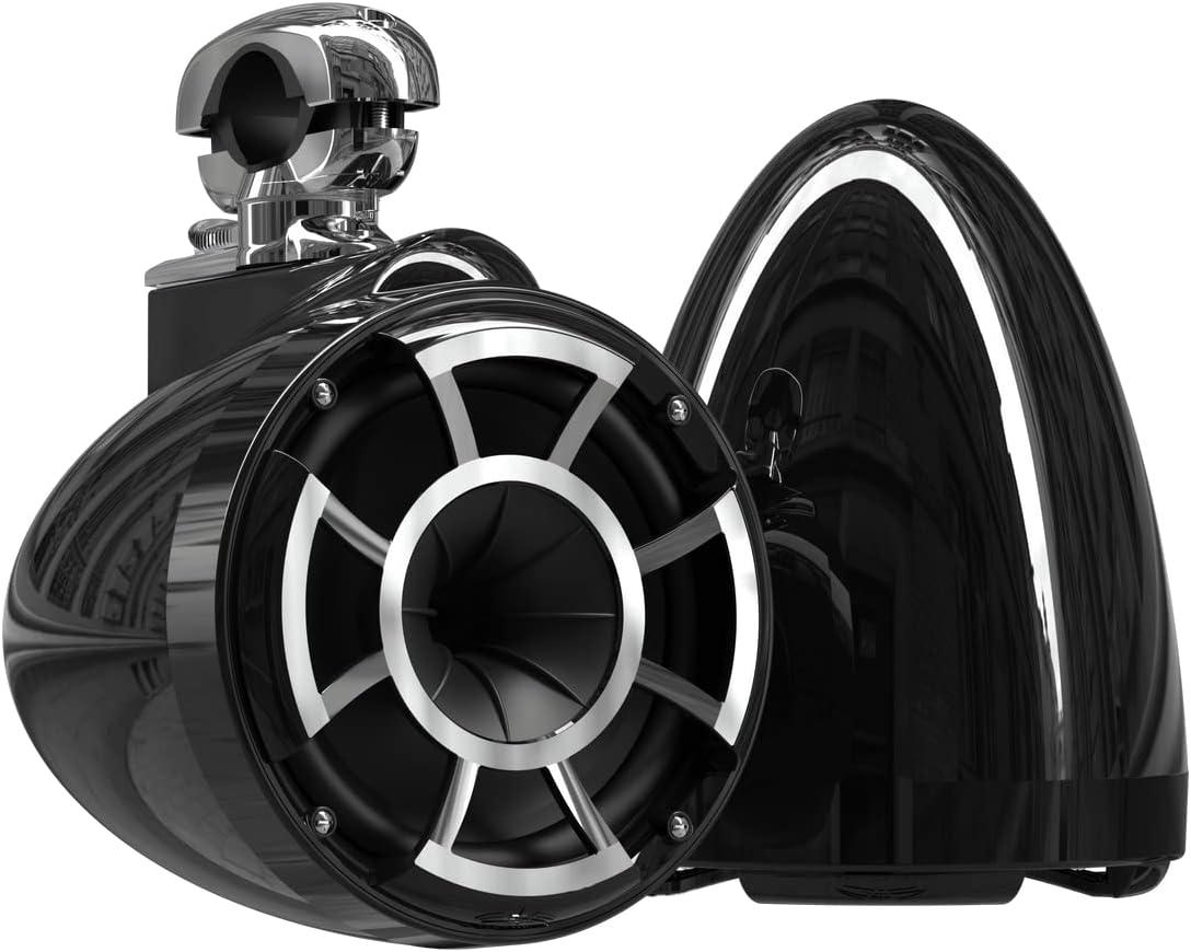 wet sounds Rev 8 Black V2 Revolution Series 8" Black Tower Speakers w/Swivel Clamp Mini
