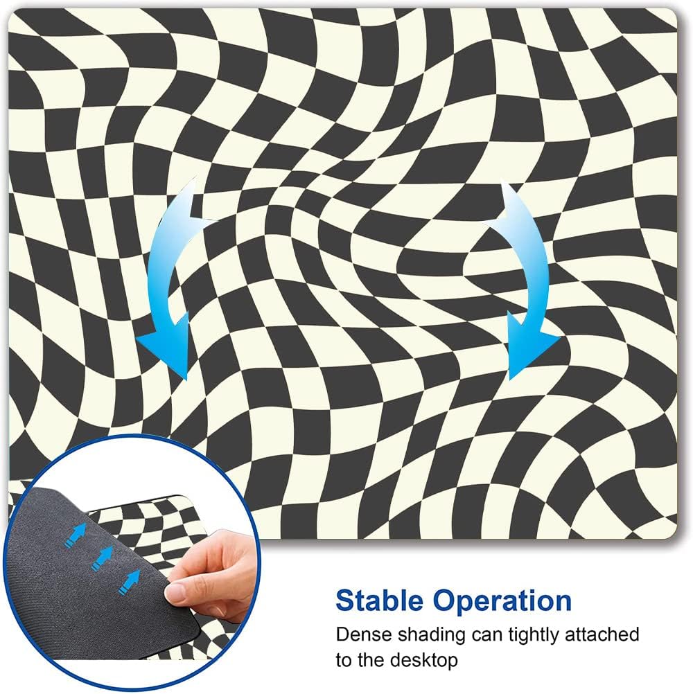 Mouse Pad, Black White Checkered Mouse Pad, Square Mouse Mat Waterproof Computer Mousepad Non-Slip Rubber Base Mouse Pads for Office Laptop