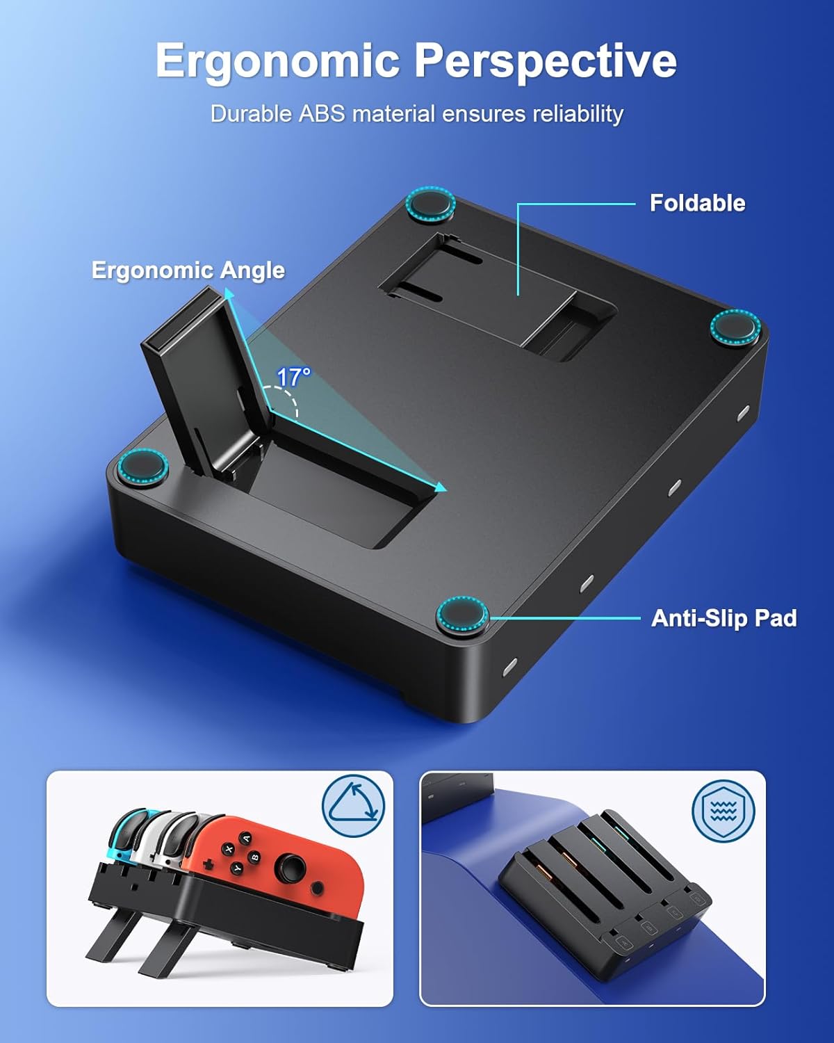 Controller Charger for Nintendo Switch 2 2025 and Switch 1, Horizontal Charging Dock Station for Joy con and for Joycon 2 Accessories with Foldable Storage Stand