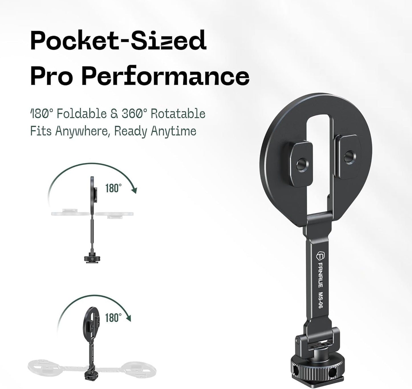 FANAUE MS-06 Magnetic Cold Shoe Mount | 360° Rotatable & Foldable | Aluminum Alloy Strong Magnetic Attachment | for Cameras, Phones, Microphones, and Photography Accessories