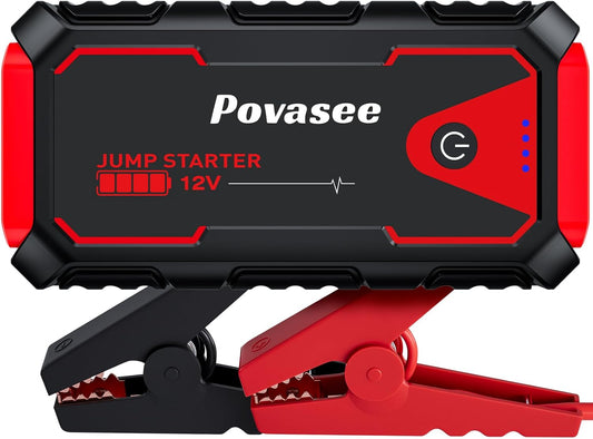 Povasee Jump Starter 5000A Car Jumper Starter, Model A30 12V Jump Box for Car Battery up to 10L Gas or 8L Diesel Engine Battery Jumper Starter Portable with Power Bank/Dual Output/LED Light