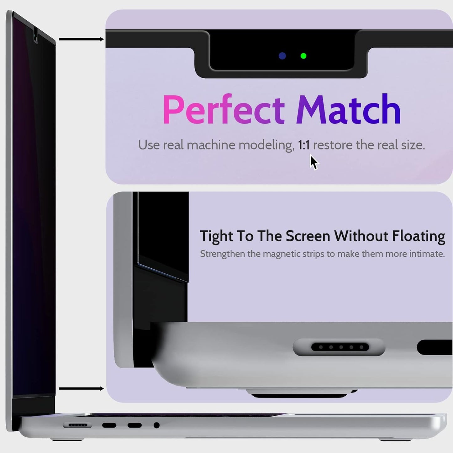 Magnetic Privacy Screen for MacBook Pro 14 Inch (2021-2025, M1, M2, M3, M4, M5), Removable Matte Blue Light Glare Filter for Mac Pro 14.2" Laptop Computer