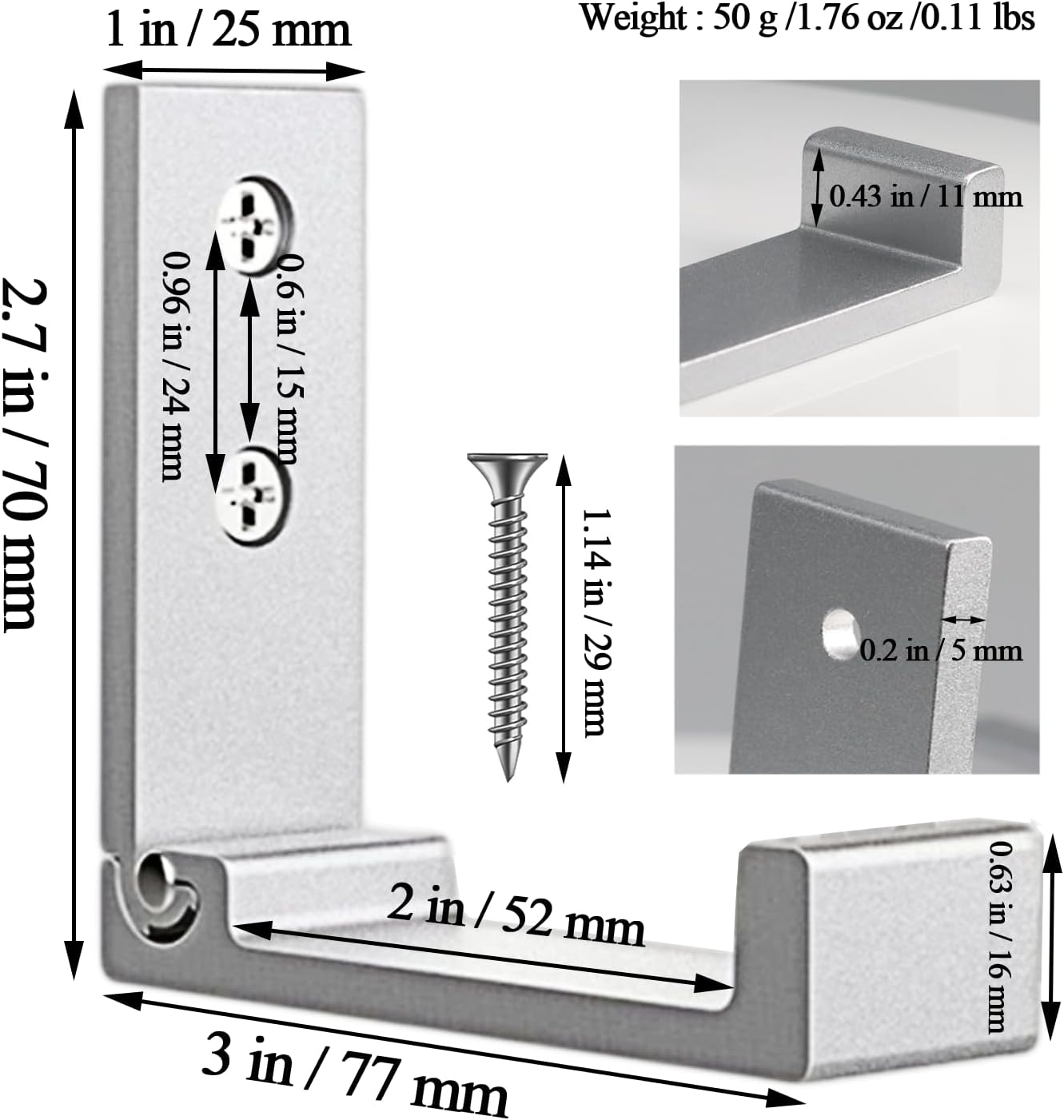 OHIYO 6Pcs Foldable Hooks for Hanging Coat & Bags & Hat & Key Wall Mounted Heavy Duty Aluminum Alloy Folding Coat Hooks with 12pcs Screws for Headphones Holder or Wall Hanger Hook(Matte Silver)
