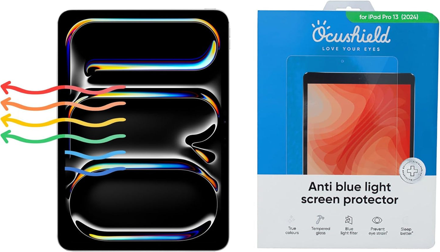 Ocushield Anti Blue Light Tempered Glass Screen Protector for Apple iPad Pro 13" (2024) - Blue Light Filter for iPad - Anti Glare - Protect Your Eyes & Improve Sleep