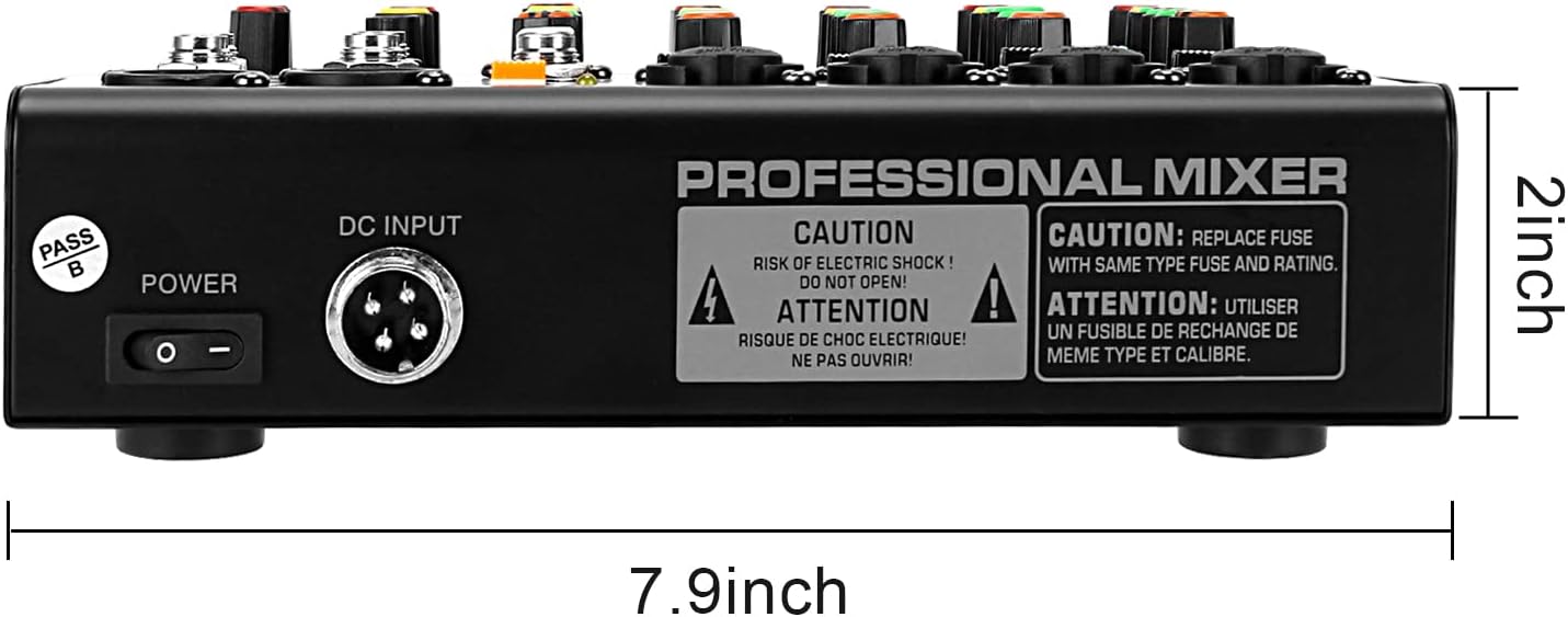 6-Channel Professional DJ Audio Mixer, DJ Controller Sound Mixer DSP 16 Preset Effects, Ideal for Home Party