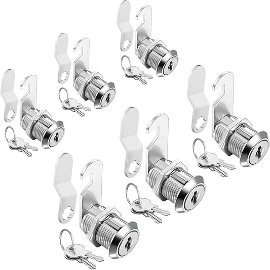 Cam Locks Keyed Alike, 1'' Cabinet Lock Fits on 3/4'' Max Door Thickness, Secure File Drawer Mailbox RV Storage Replacement Set, Zinc Alloy (1 Inch 6Pcs)