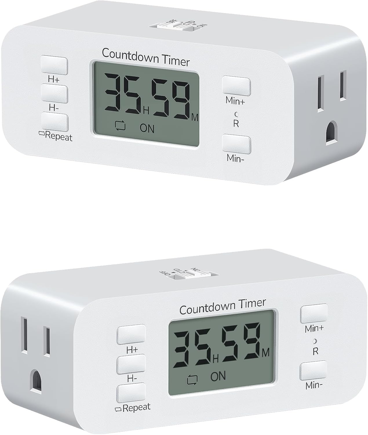 DEWENWILS 2 Pack Indoor Countdown Timer Outlet, Timers for Electrical Outlets Indoor, Large Screen and Repeat Function, Up to 36 Hours, Auto Shut Off for Fan, Lights, Charger, 125V 60Hz