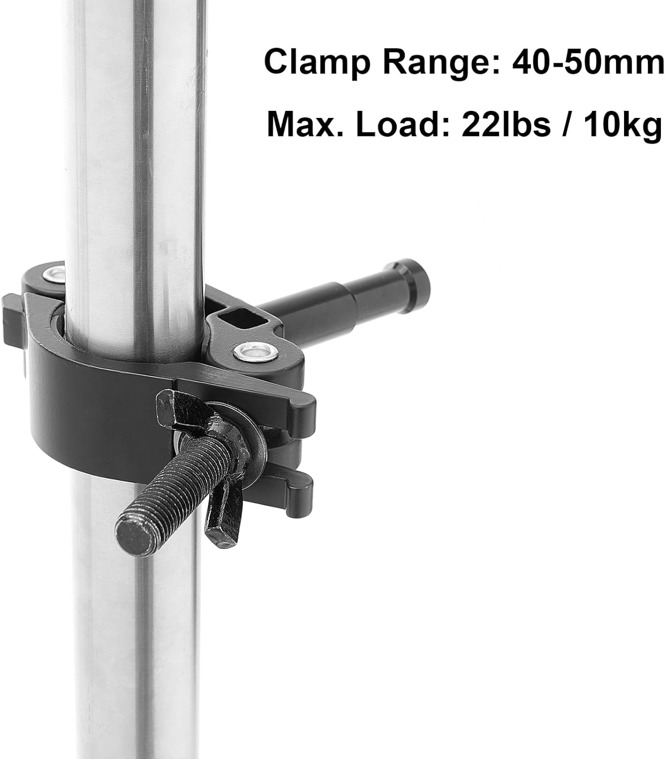 PHOCUS Half Coupler Clamp with 5/8" Baby Pin, Heavy Duty Truss Clamp on Round Tube for Supporting Photography Video Light Studio LED Ring Light (Clamp Range: 40-50mm)