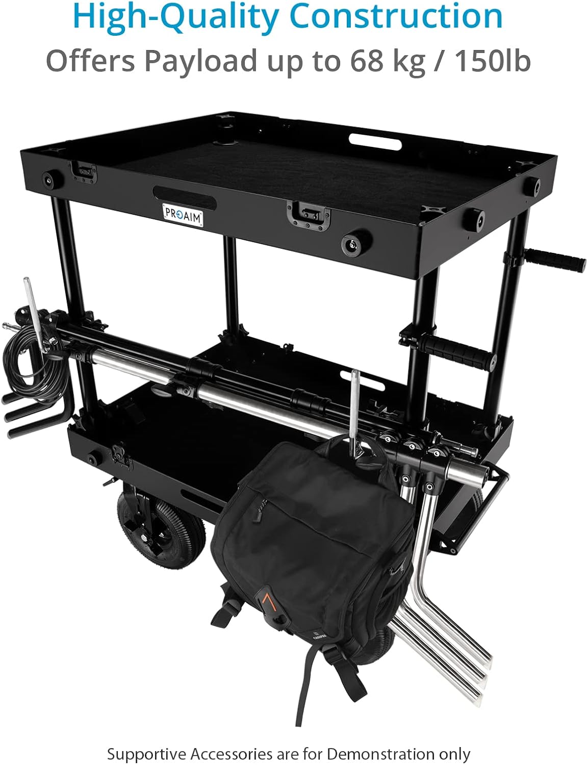 PROAIM Multi-Stand Holder Clamp Set for Camera Production Cart – Holds Lights & C-Stands, Compatible with Victor/Atlas Cart, Payload up to 68 kg /150 lb (VCTR-LC)