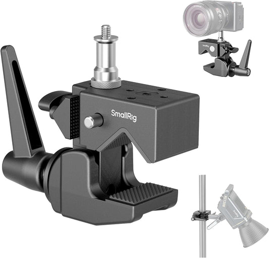 SMALLRIG Super Clamp Kit, Heavy Duty Max Load 33lb /15kg, with a 1/4"-20 & a 3/8"-16 Top Screw on a 5/8" Stud, for Photography Studio Video Camera Lighting, for Round Pipe and Flat Surface