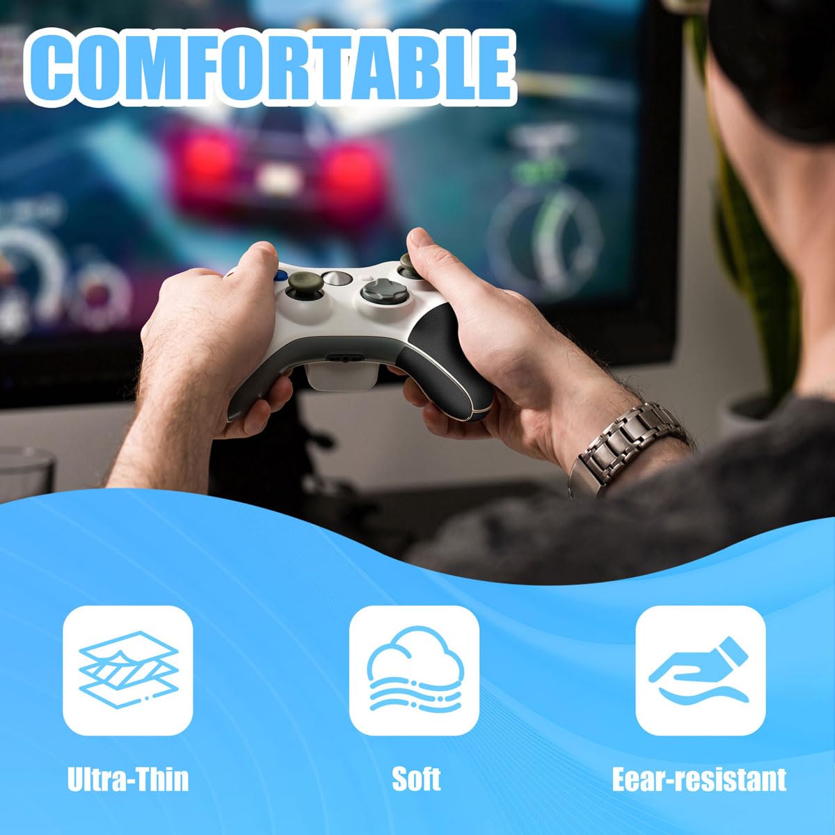 Rubber Grip Tape, Ultra-Thin Strong Adhesive Anti-Slip Waterproof Heat Resistant Wear-Resistant Cushion Pad, Making Handles or Contact Surfaces Safer, with Grip and Comfort (Black, 2In x 10Ft)