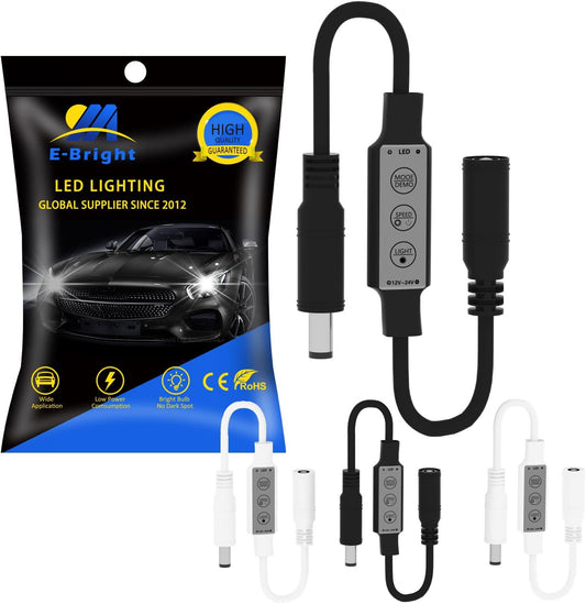 YM E-Bright Led Dimmer Switch Inline Mini Flash Strobe Blink Module Controller Dimmable For Single Color Led Strip Lights Compatible With DC 5-12V,Power-off Memory Function (Pack of 4)