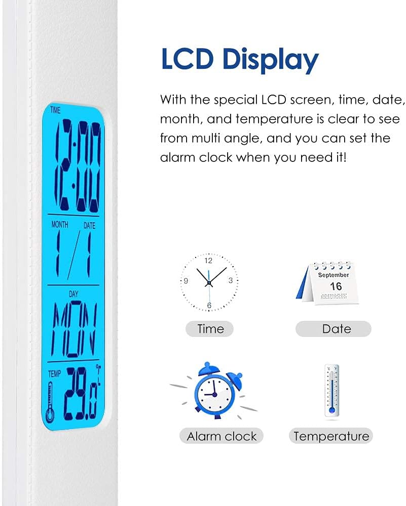 Multifunctional LED Desk Lamp with Wireless Charger,USB Charging Port,Clock,Phone Holder,Desk Lamps for Home Office,Eye-Caring Reading Lamp,Study Lamp for Boys,Girls,Teens,White