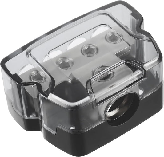 BOJACK 4 Way Power Distribution Connecting Block 1x0/2/4 Gauge Input 2x4/8 Gauge Output Power Distribution Block for Car Amplifier Audio Splitter