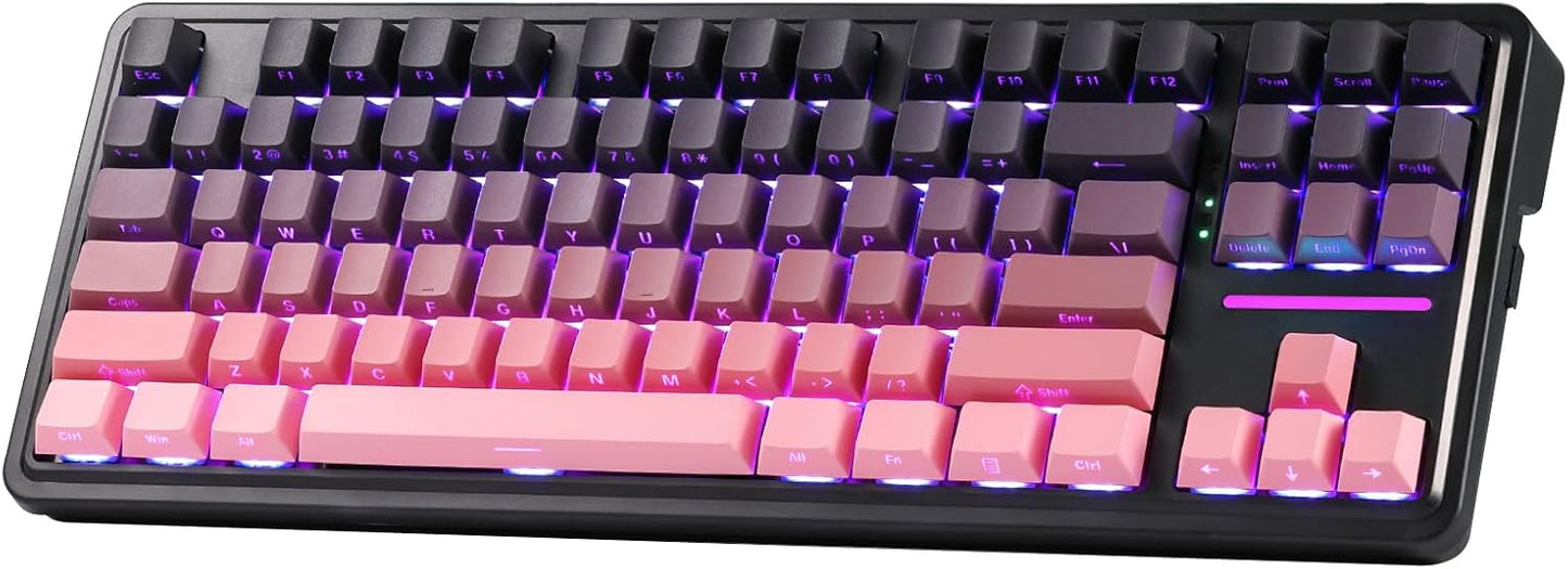 Redragon K728 PRO 80% Wireless Gasket Gaming Keyboard, 3-Mode 87 Keys TKL Mechanical Keyboard w/South-Facing LED & Hot-Swap Socket, 5-Layer Noise Dampening, Custom Linear Switch, PBT Gradient Keycaps