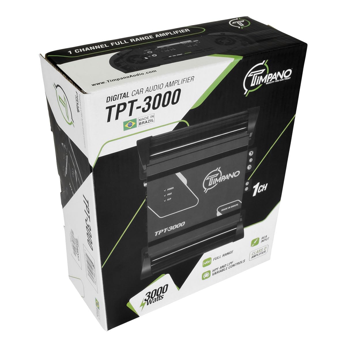 Timpano TPT-3000 1 Ohm Compact Amplifier 3000 Watts, 1 Channel, Full Range Amp Class D for The Installation of Car Speakers, Loudspeakers, Drivers and Tweeters on Car Audio Systems