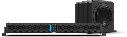 wet sounds Package - Black Stealth XT-12, 12 Speaker High Powered Sound Bar w/Remote and AS-8 8" 350 Watt Powered Stealth Subwoofer