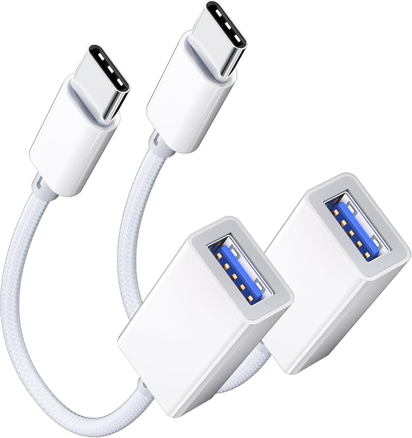 USB C to USB 3.0 Adapter [2 Pack], USB C Male to USB Female OTG Cable Thunderbolt3 to USB Adapter Compatible with MacBook Pro/Air, iPhone 16 Pro Max/16 Plus/16/15, Galaxy S24/S23/S22/S21