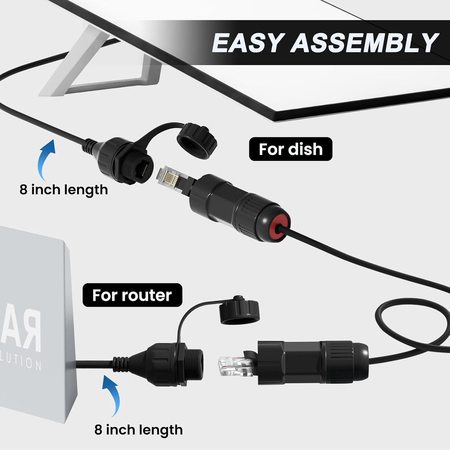 Starlink Ethernet Adapter Gen 3/Mini, Starlink Cable SPX to RJ45 Adapter for Standard V3/Mini Dish and Router Black (2PCS)