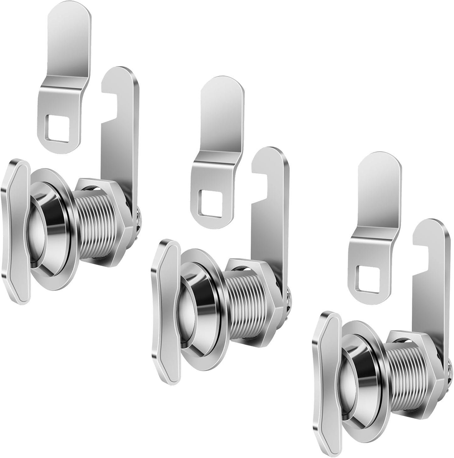 Thumb Operated Offset Cam Lock, 5/8" Cylinder Fits on 3/8" Max Door Thickness, Non-Locking Cam Lock for RV Compartment Storage Door, Cabinets, Drawers (5/8 Inch 3Pack)