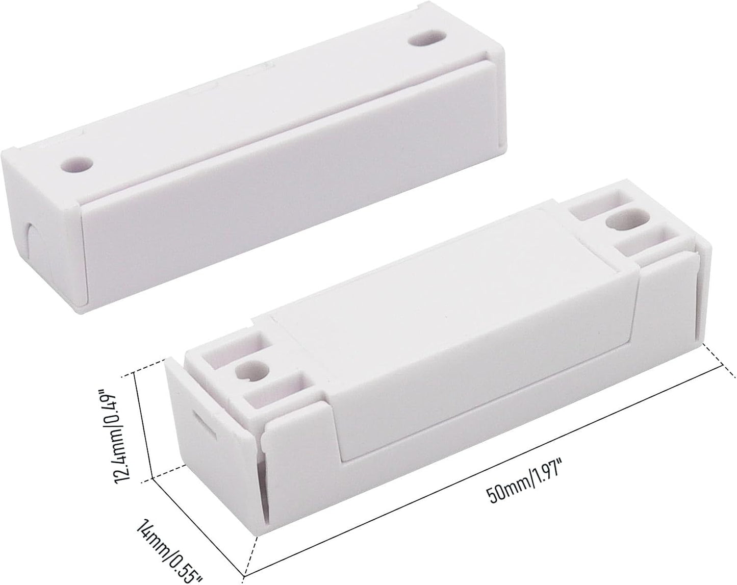 5Pcs Magnetic Reed Switch Wired Surface Mount Normally Closed NC Contact Sensor Alarm Magnetic Door Switch with 2 Wires, ABS White, MC-44b