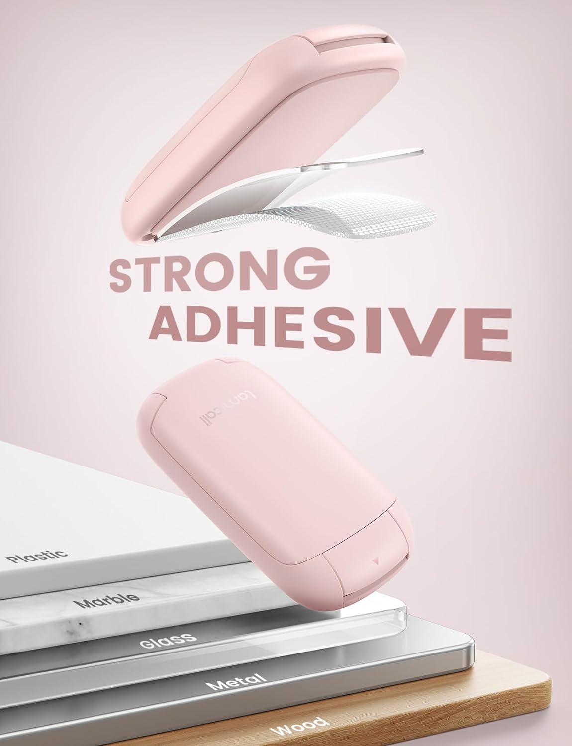 Lamicall Headphone Stand, Sticky Headset Holder - Foldable Headphone Holder Hook Mount, Adhesive Headset Hanger Clip Under Desk, Earphone Clamp for Airpods Max, HyperX, Sennheiser, Pink