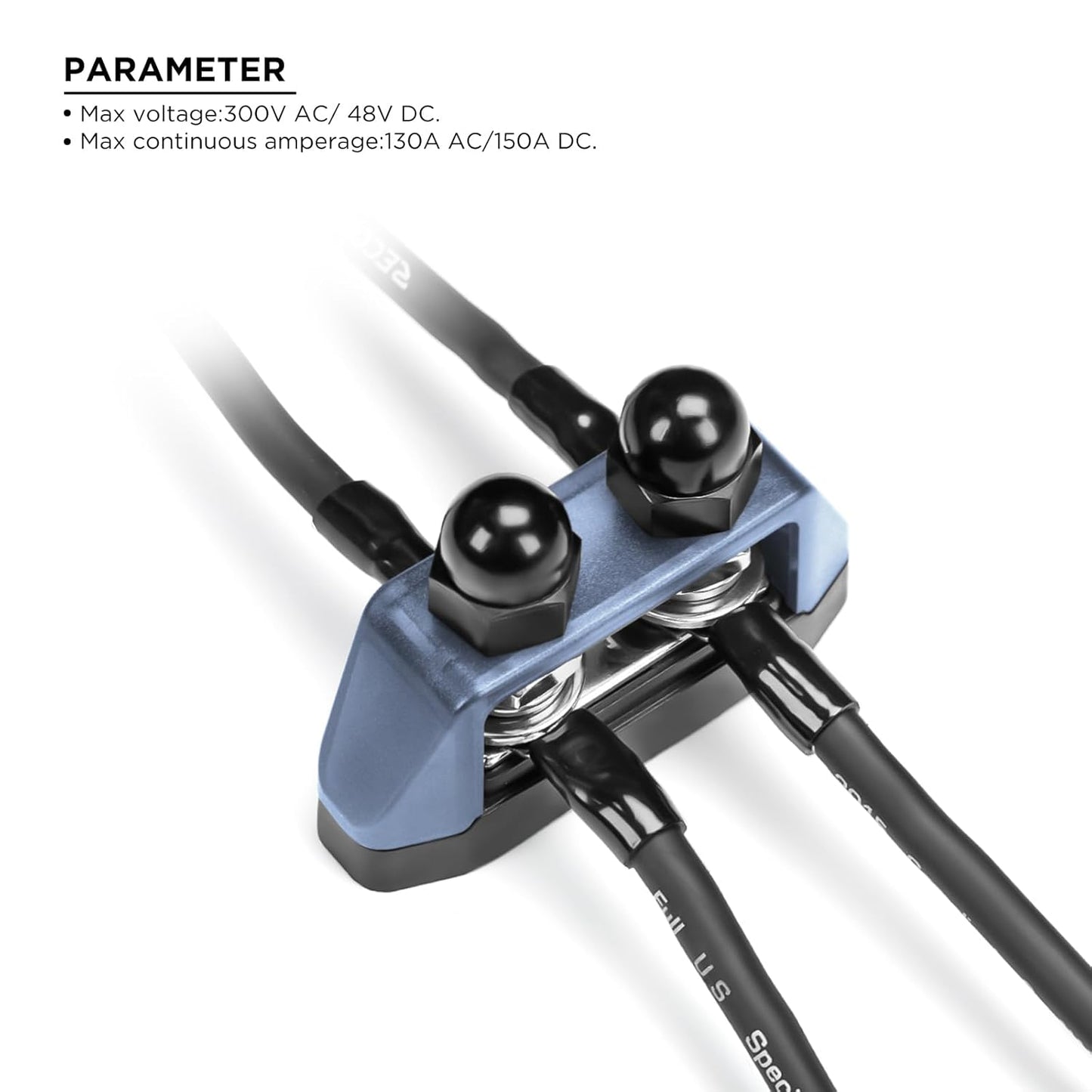 Recoil S2P-38 Bus Bar 250A Power Distribution Block Busbar Dual 3/8” Studs Terminal for Boat Automotive Solar System