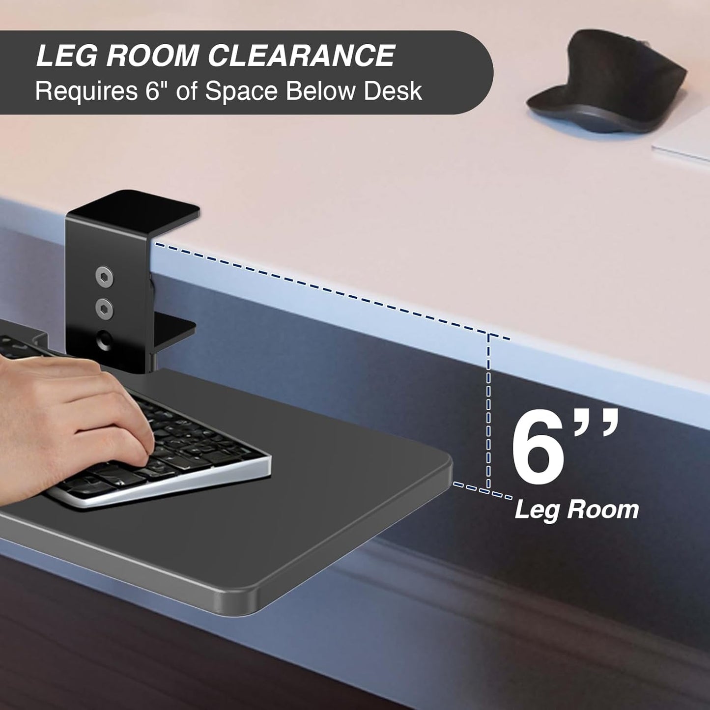Large Under Desk Rotatable Computer Keyboard and Mouse Tray, Extra Sturdy Desk Swivel Clamp, Ergonomic Keyboard & Mouse Tray for Typing in Home, Office Work, 23 x 10 Inch
