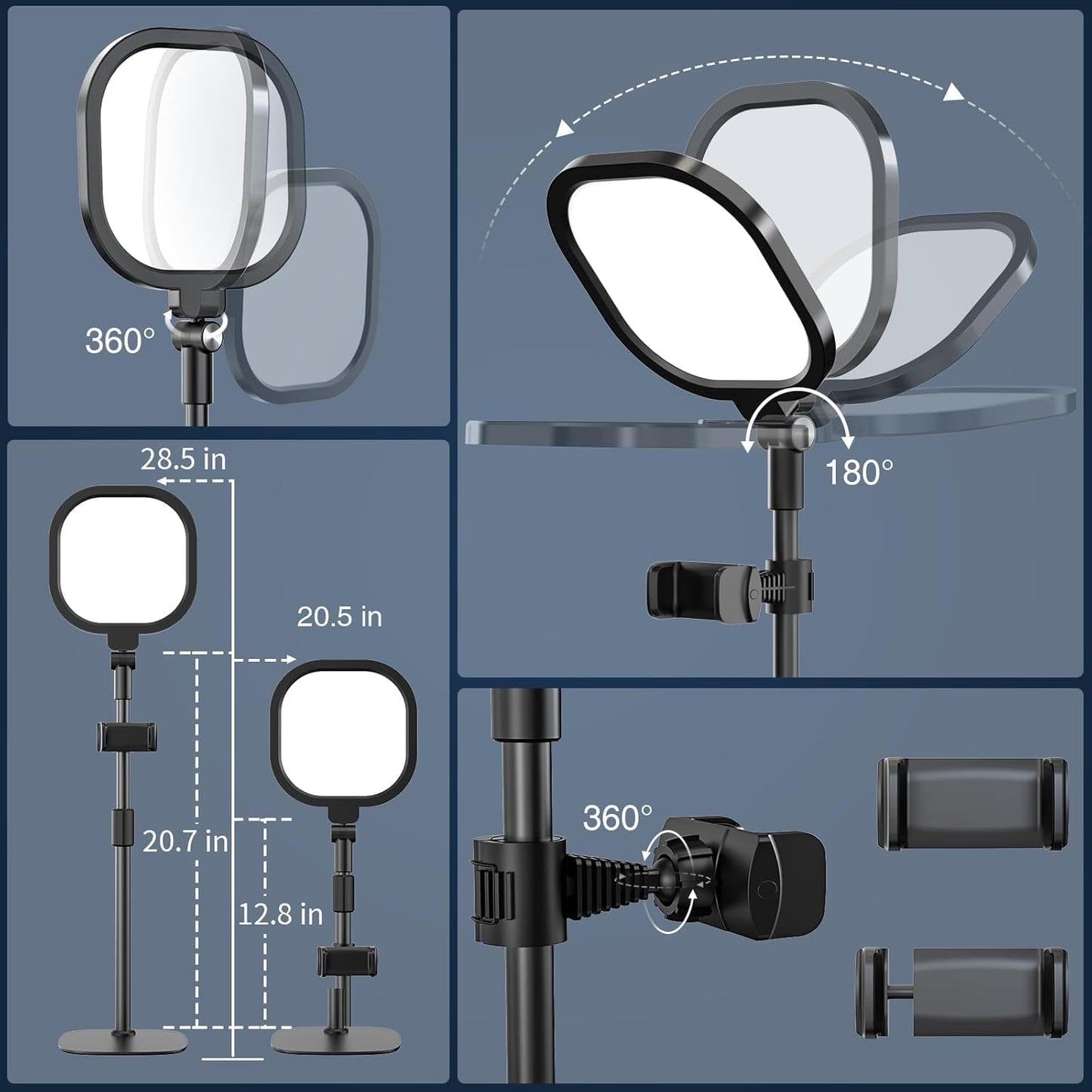 Video Conference Lighting for Zoom Meeting, Ring Light for Desk with Flexible Stand, 30 Light Modes Desk Lamps for Home Office, Desk Light & Memory Function for Zoom Lighting, Video Streaming, Drawing