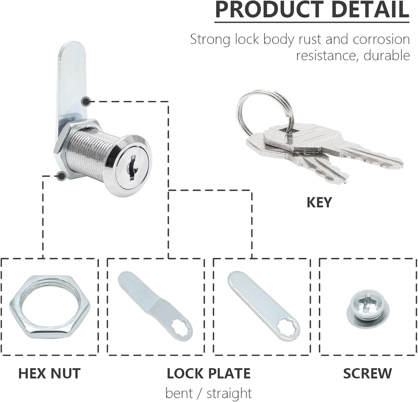 Uenhoy 6 Pack Cam Locks Keyed Alike, 1-1/8" (30mm) Set for Drawers, Mailbox, Tool Box, RV, File Cabinet Locks with Keys