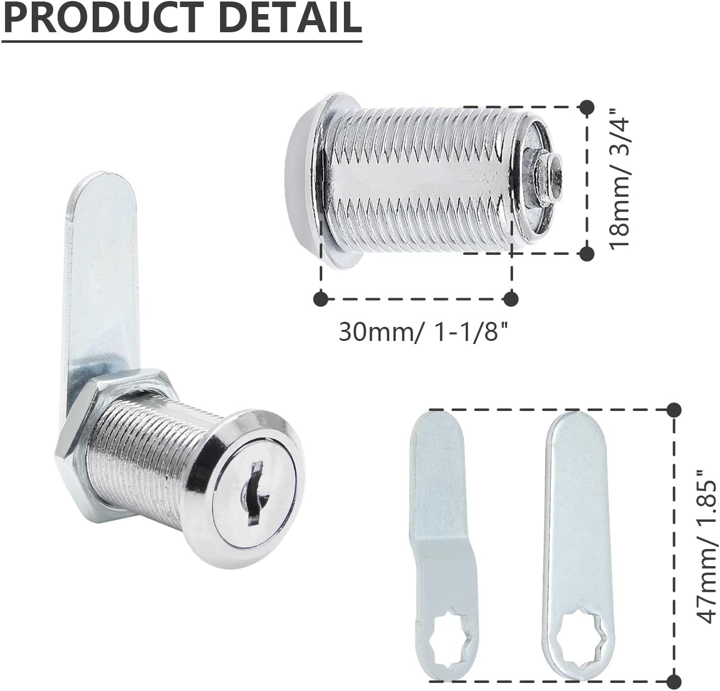 Uenhoy 6 Pack Cam Locks Keyed Alike, 1-1/8" (30mm) Set for Drawers, Mailbox, Tool Box, RV, File Cabinet Locks with Keys