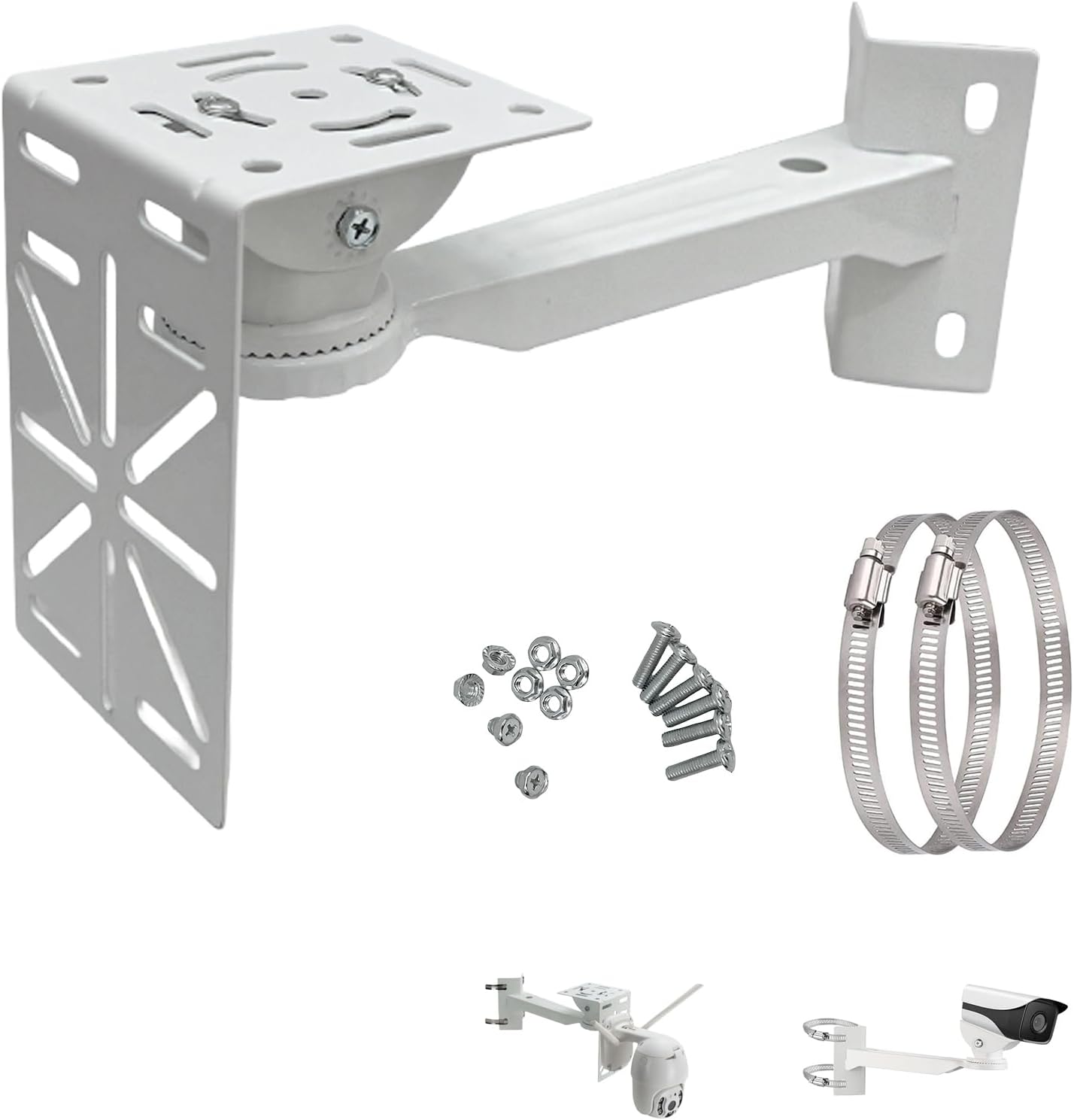 L-Shape Dome Camera Bracket, Wall Ceiling Mount for Security Dome Cameras, Wall Mount,Corner (Vertical Pole Bracket+Hoop 7.8 in )