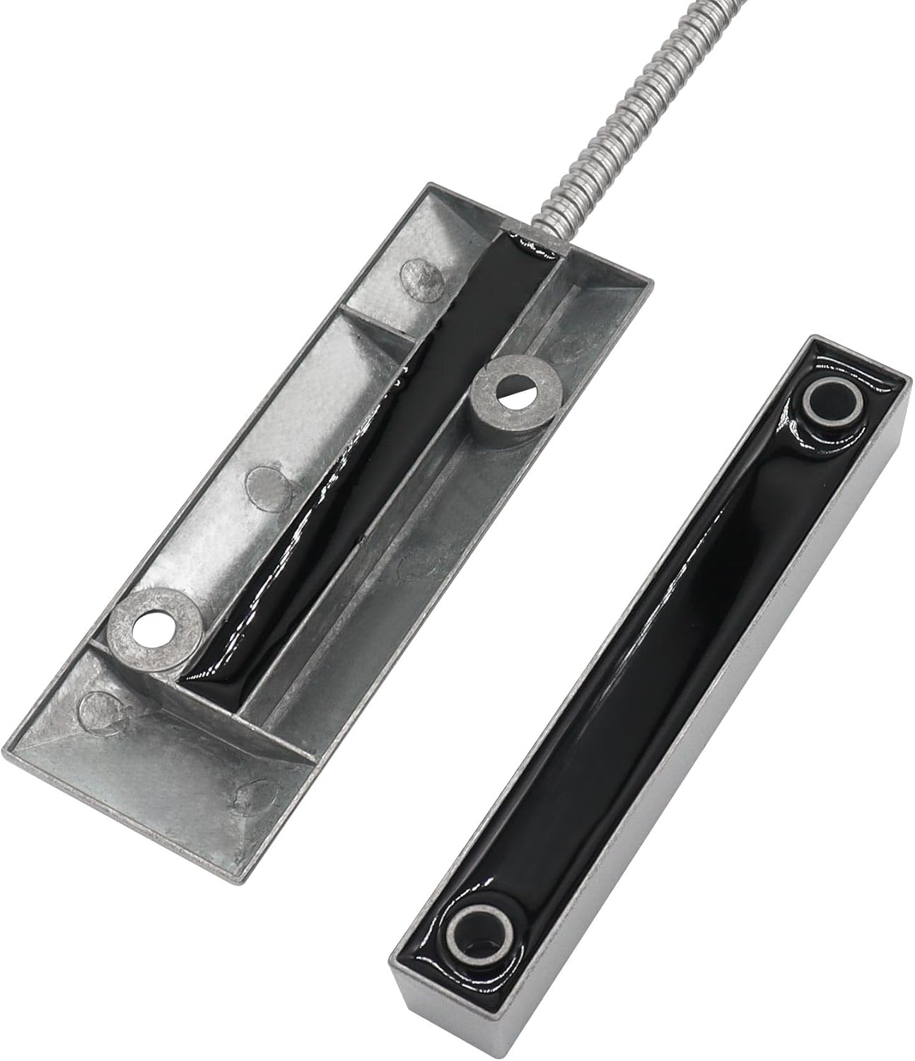 Magnetic Reed Switch Wired Surface Mount Normally Open NO Contact Sensor Alarm Magnetic Door Switch with 2 Wires, Zinc Alloy Sliver, OC-55