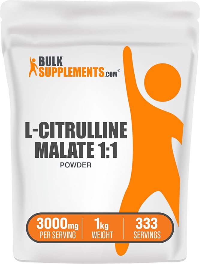 BulkSupplements.com L-Citrulline Malate 1:1 Powder - Citrulline Malate Powder, Citrulline Supplement - Unflavored & Gluten Free - 3g per Servings, 1kg (2.2 lbs) (Pack of 1)