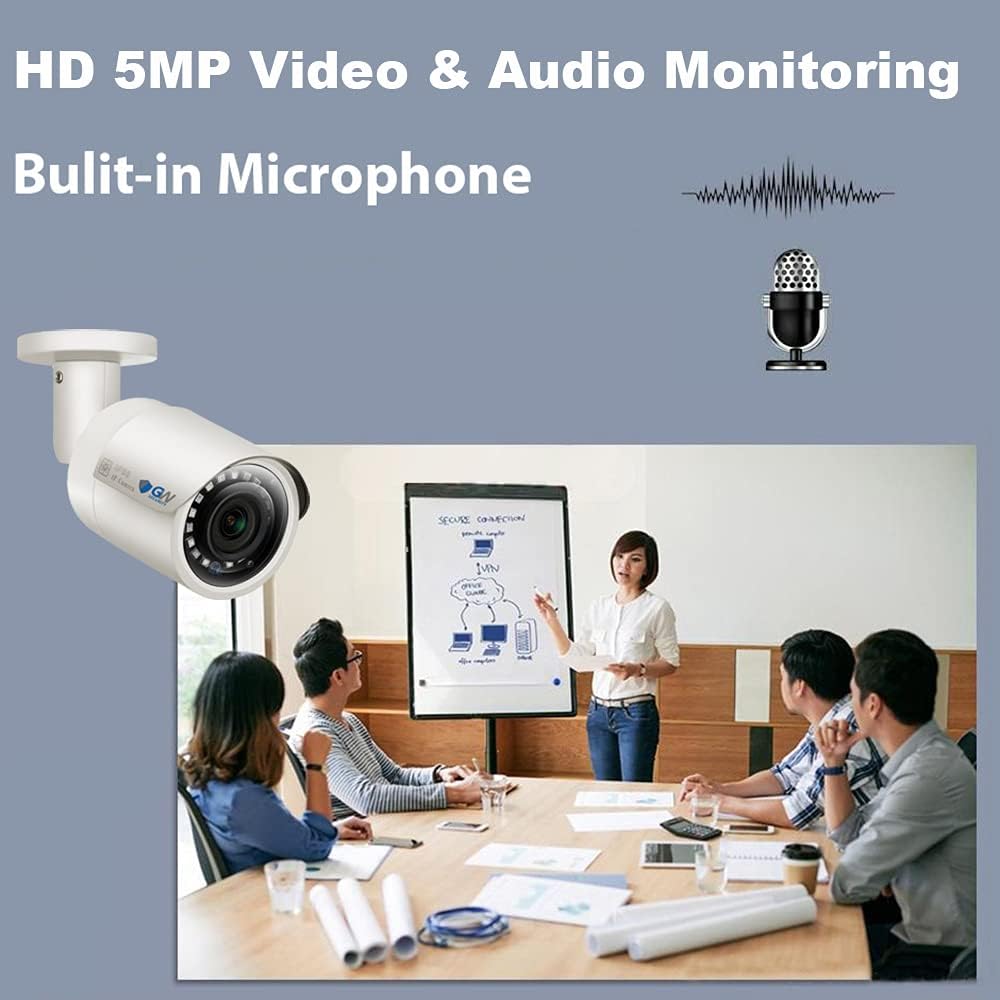 GW Security 8 Channel 4K NVR 5MP PoE Smart AI Security Camera System with 4 x 5MP Bullet Cameras and 1 x 5MP 5X Motorized Zoom Two-Way Audio PTZ Camera, Outdoor Indoor Video & Audio Surveillance