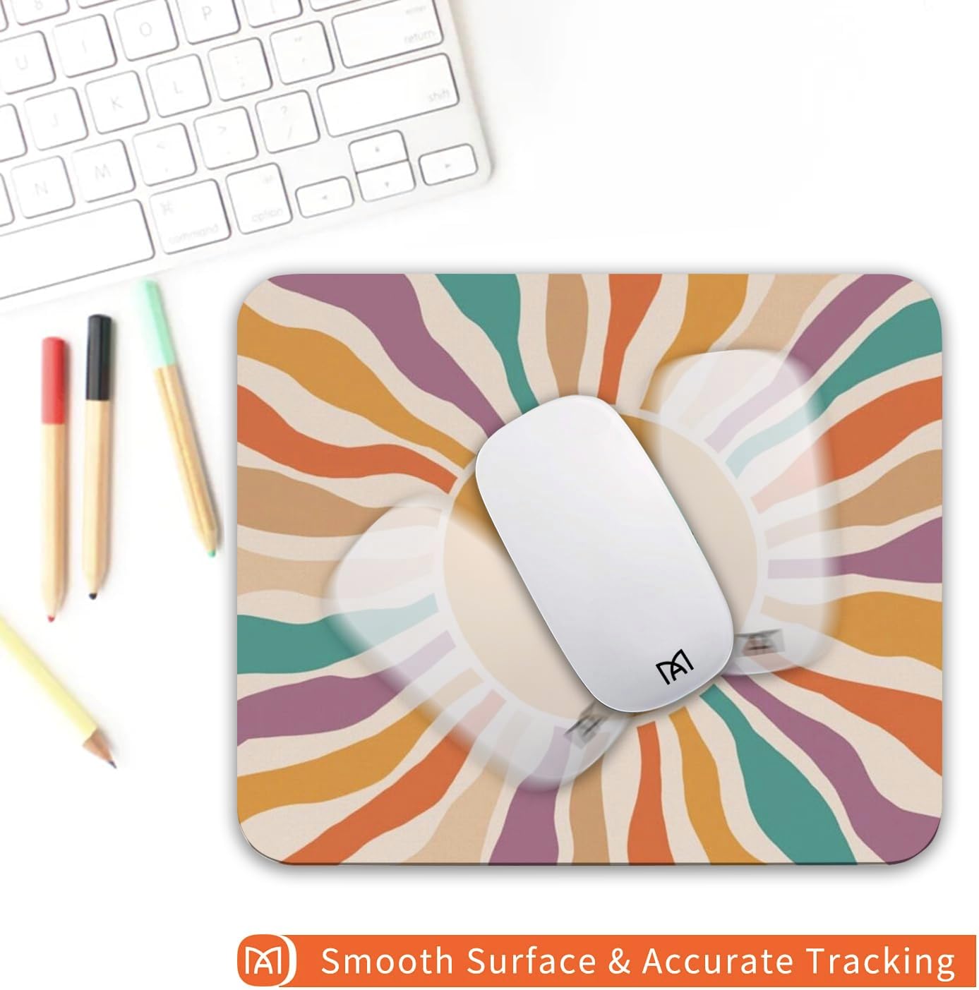Square Mouse Pad Retro Sun,Personalized Premium-Textured Custom Mouse Mat Design,Washable Mousepad Cloth,Non-Slip Rubber Base Computer Mouse Pads for Wireless Mouse