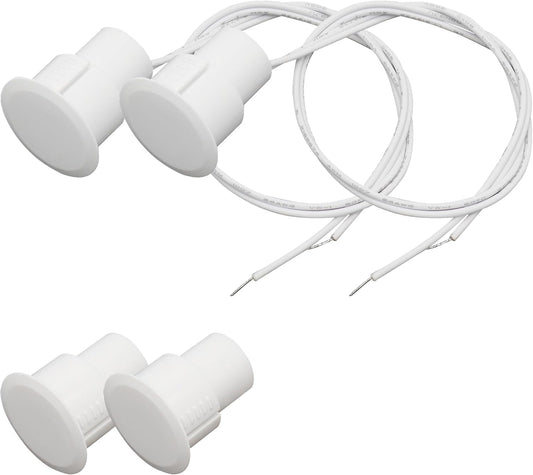 2PCS Recessed Wired Security Window Door Contact Sensor, Normally Closed NC, Door Alarm Magnetic Reed Switch with 2 Wire, ABS White, RC-36