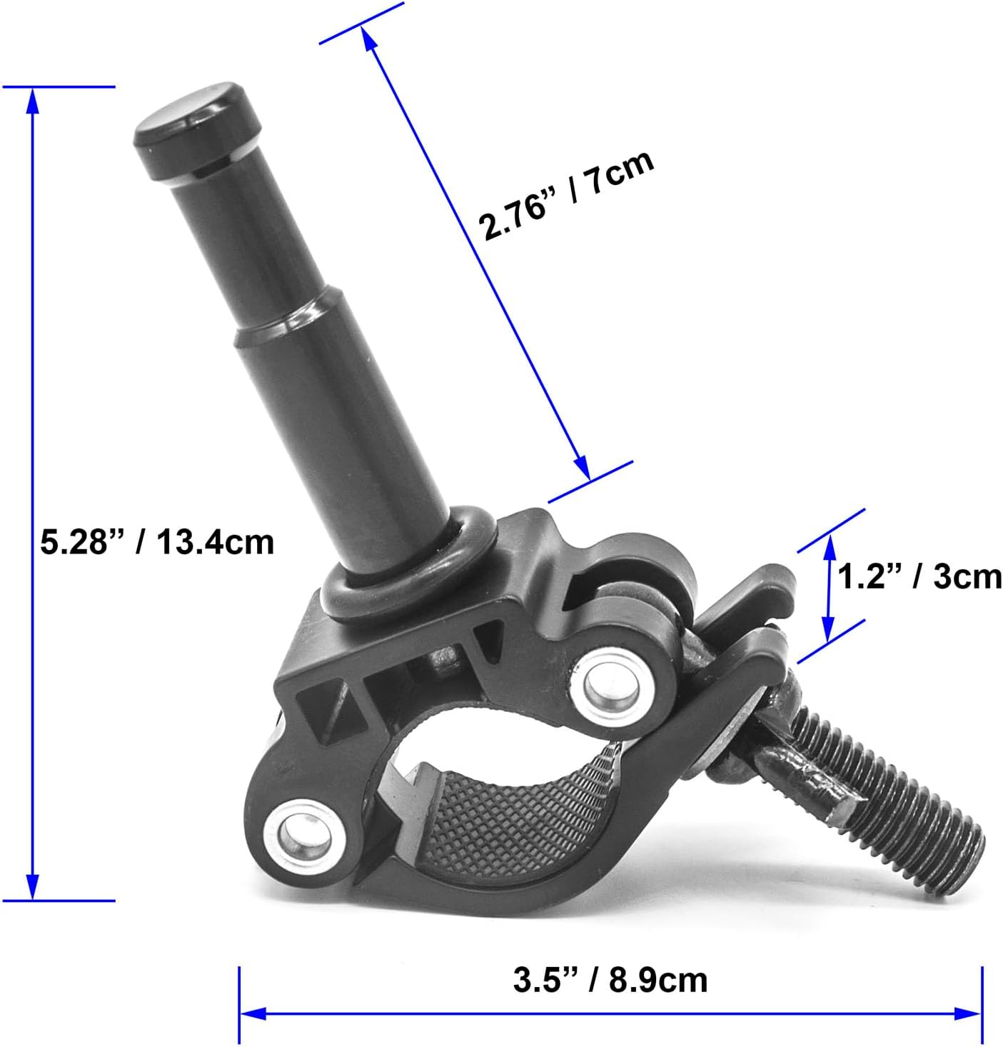 PHOCUS Half Coupler Clamp with 5/8" Pin, Photography Heavy Duty Truss Clamp for Round Tube to Support Studio Lighting, LED Ring Lights, Video Equipment (Clamp Range: 30-35mm)