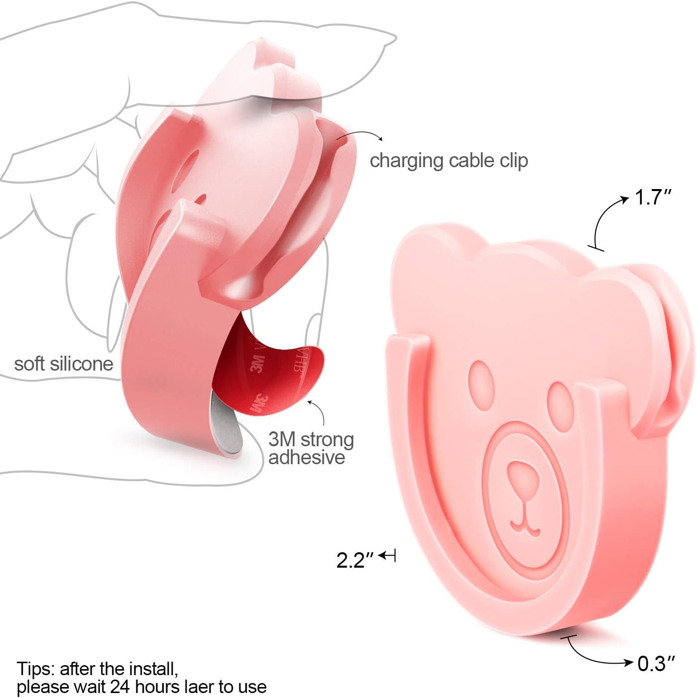 TOPGO Socket Car Mount for Phone Holder Cute Bear Style Silicone Grip Stand with Phone line Clasp for Collapsible Socket User Used on Dashboard, Home, Office, Kitchen, Desk, Wall (Color) 3 Pack