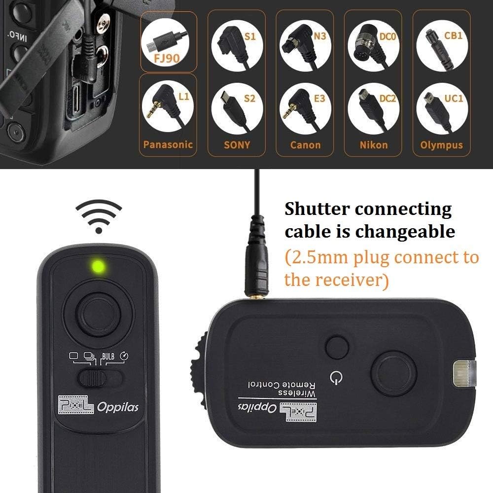 Pixel Camera Wireless Remote Shutter Release RW-DC0 for Nikon Z8 Z9 D3 D4 D5 D6 D800 D850 D800E D810A D810 D700 D500 D300 D300s D200 F100 F90 F90X F6 F5 N90s D1X D2H with Nikon MC-30A MC-36A