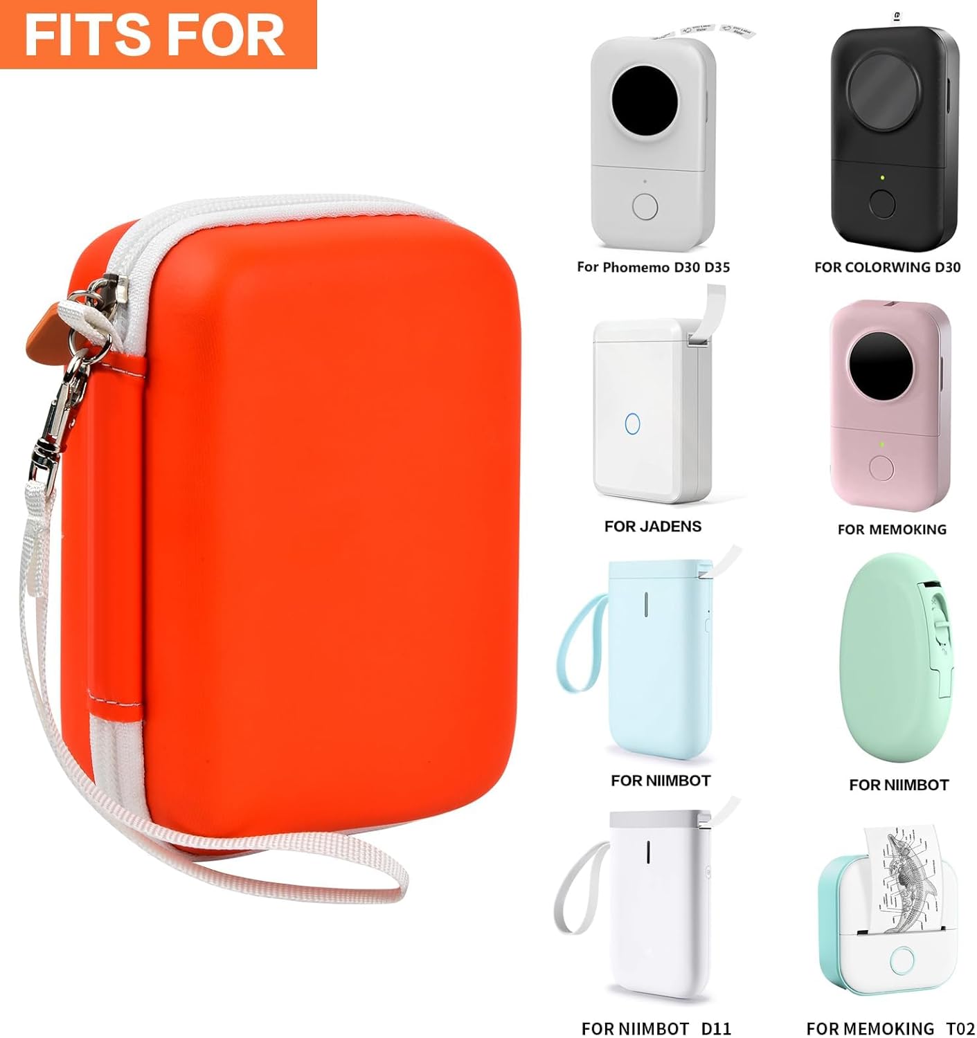 Labels Printer Case Compatible with COLORWING D30 Bluetooth Wireless Portable Labeling Printer Also for Phomemo D30 D35 for Memoking Mini Thermal Printing Sticker Storage Holder