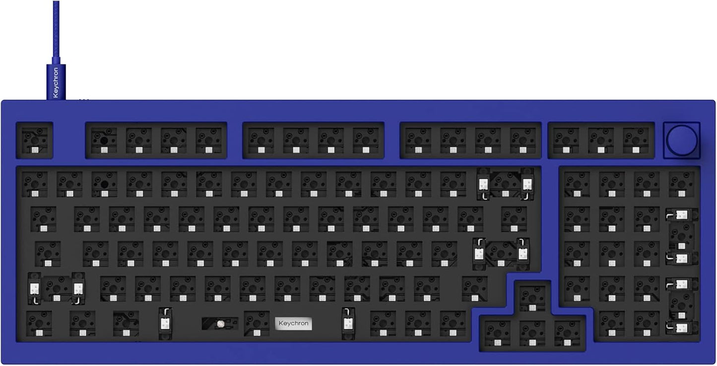 Keychron Q5 96% Layout Hot-Swappable Wired Custom Mechanical Keyboard Knob Barebone Version, QMK/VIA Programmable Macro, Full Aluminum, RGB Backlight, Double Gasket DIY Kit for Linux Mac Windows-Blue