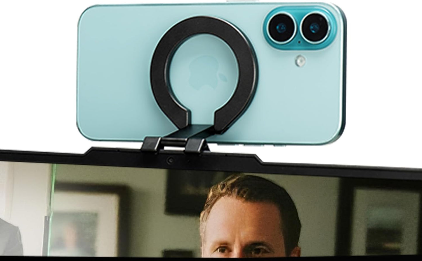 FANAUE MT-05 Magnetic Phone Stand Compatible with MagSafe iPhone Holder for Desk, 360°Rotation Foldable Cell Phone Stand Compatible for iPhone 16 15 14 13 12 Pro Max and MagSafe Case, Black