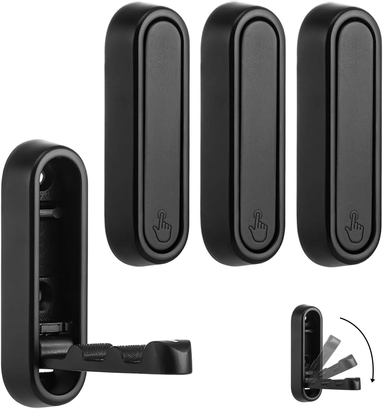 4PCS Gold Foldable Wall Hooks, Metal Folding Hooks Wall Mount, Easy Installation, Suitable for Bathroom Kitchen, Flip Down Hook for Wal l Hanging Coat, Bag, Towel, Key, Hat (Black)