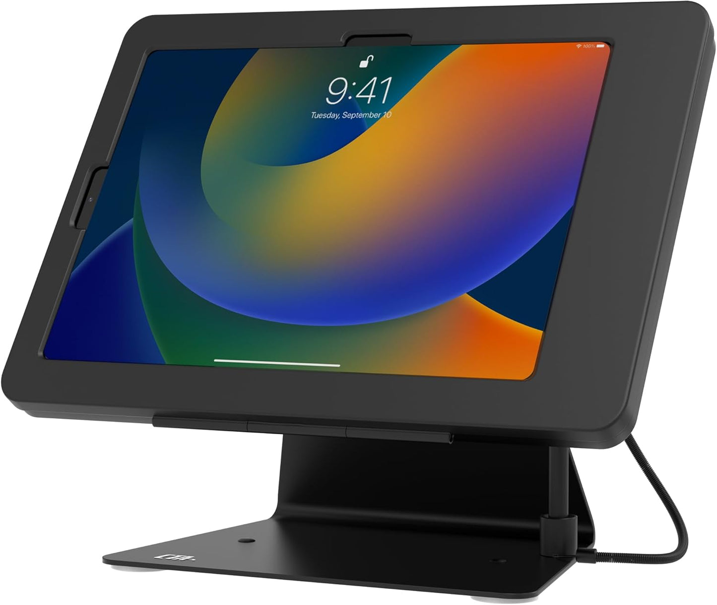 Desktop Anti-Theft Stand – CTA Kiosk Stand with Stylus, Tether, and Aluminum Enclosure for iPad 11th Gen A16 11” - 10th Gen 10.9” - Air 4th & 5th Gen - 11” Pro & More - Black (PAD-DASB109)