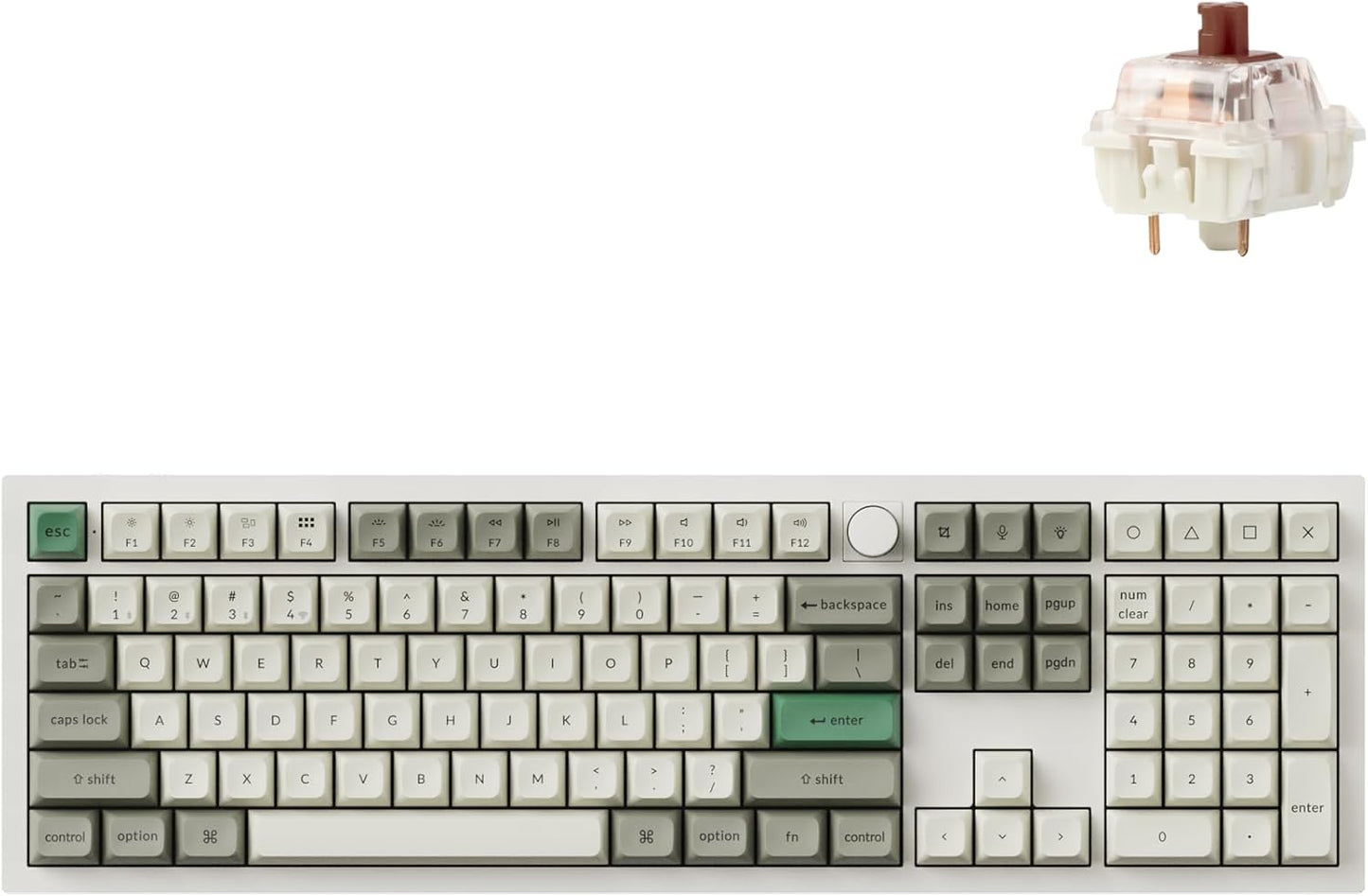 Keychron Q6 Max QMK/VIA Bluetooth Wireless /2.4 GHz/USB-C Wired Custom Mechanical Keyboard, Full Size Programmable Knob RGB Backlit Hot-Swappable Gateron Brown Switch for Mac Windows Linux - White