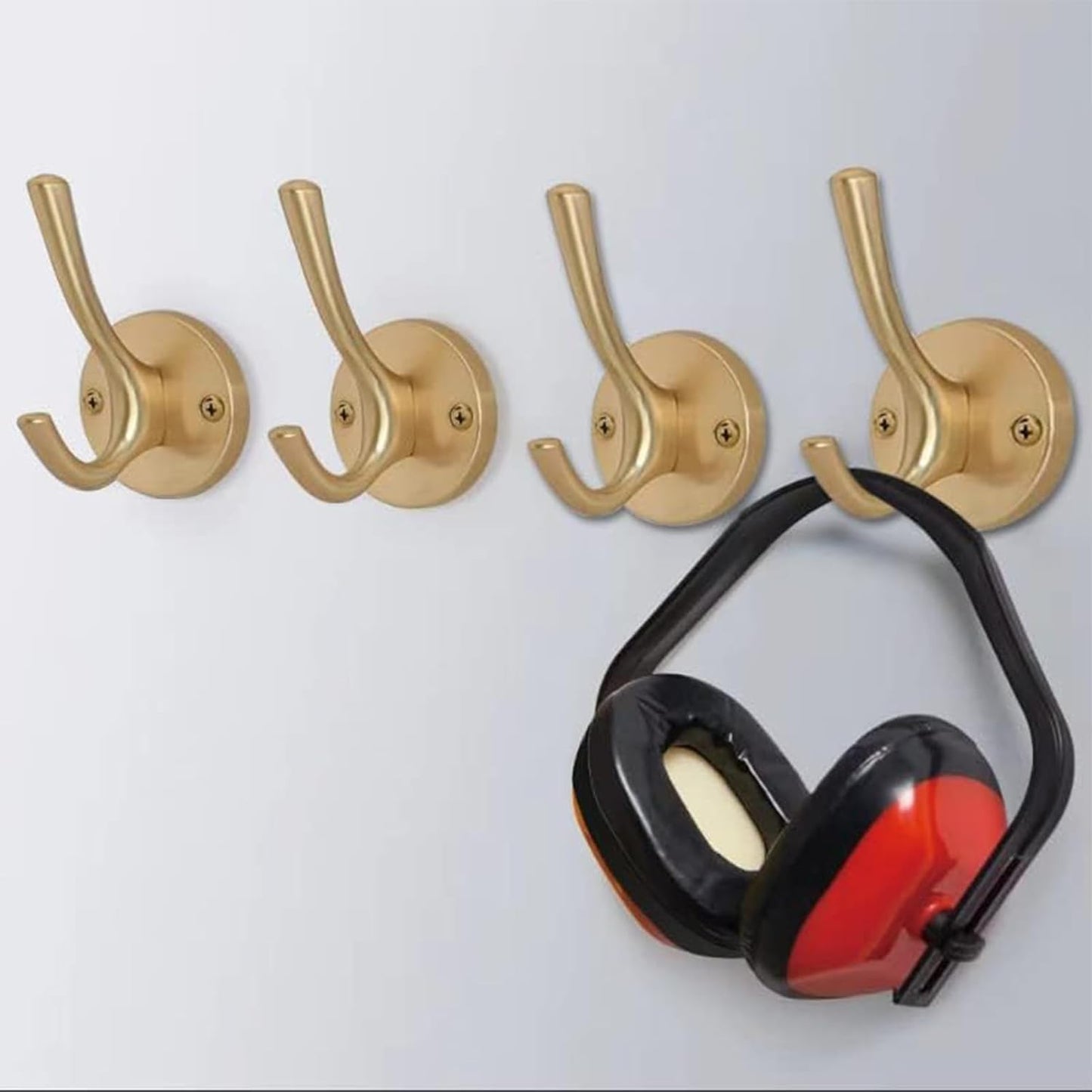 4 Packs Gold Coat Hooks, Silver Robe Hook, Decorative Towel Hooks, Heavy Duty Double Prong Wall Hooks, Metal Closet Hooks, Hat Hooks for Hanging for Bathroom, Kitchen and Office