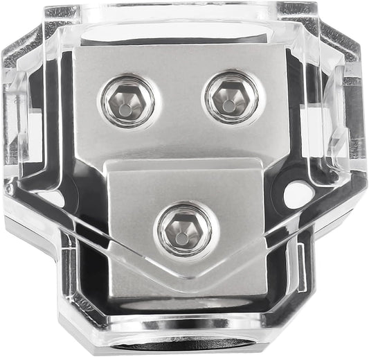 BOJACK 2 Way Power Distribution Connecting Block 1x0/2/4 Gauge Input 2x4/8 Gauge Output Power Distribution Block for Car Amplifier Audio Splitter