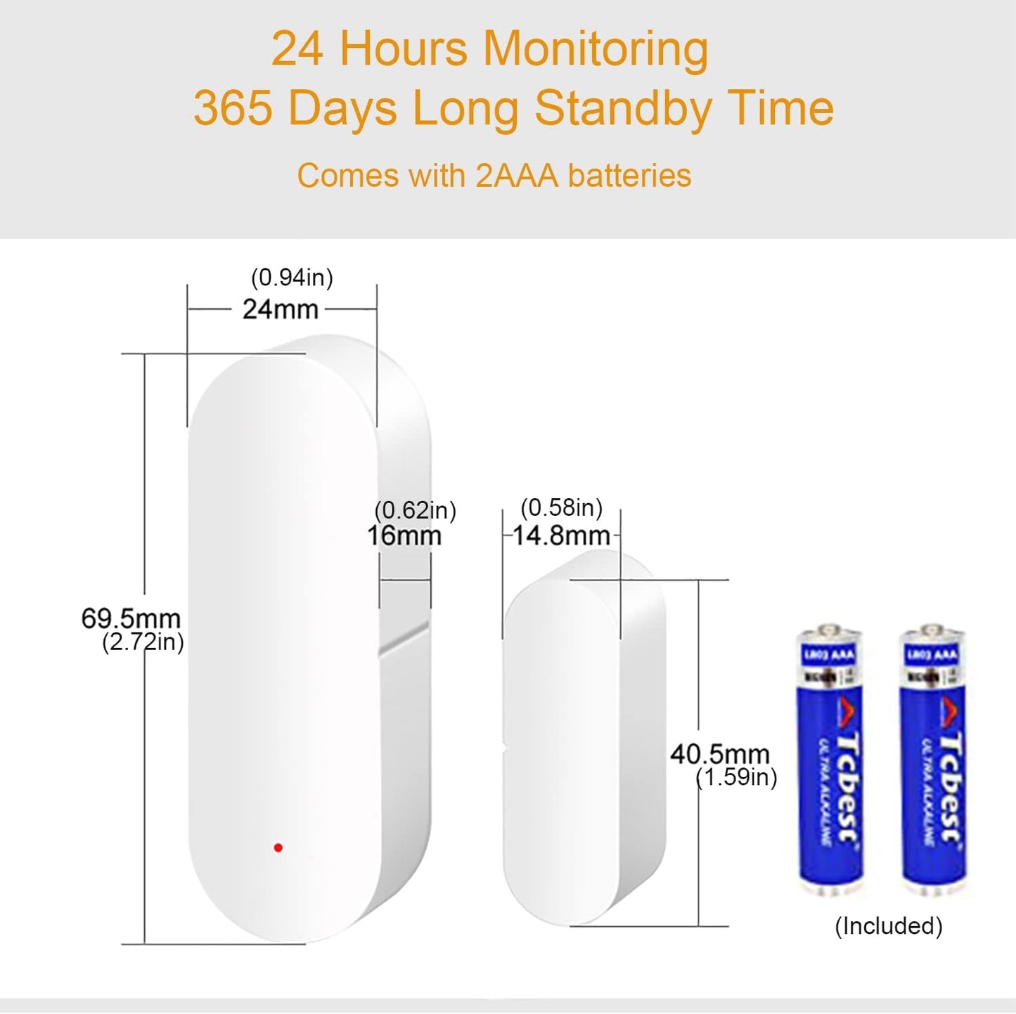 WiFi Door Sensor: Smart Door Open/Closed Detectors, Wireless Window Sensor with App Notification Alert, Contact Sensor for Home Security, Compatible with Alexa Google Assistant (2pack)